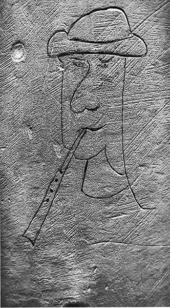 Musician playing pipe graffiti