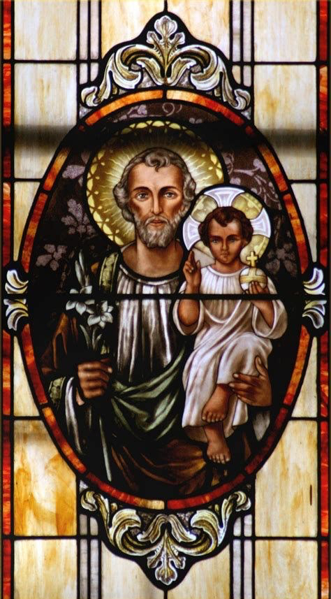 Stained glass image of St. Joseph with the Child Jesus
